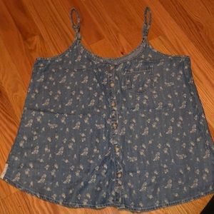 Denim and crochet tank top